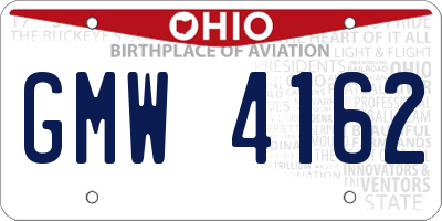 OH license plate GMW4162