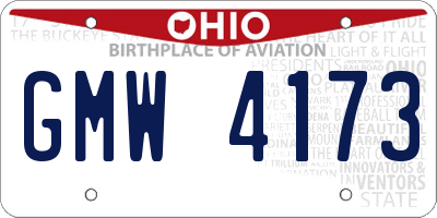 OH license plate GMW4173