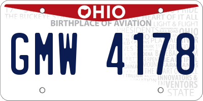 OH license plate GMW4178