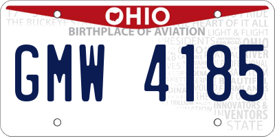 OH license plate GMW4185