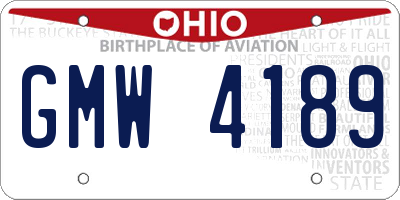 OH license plate GMW4189