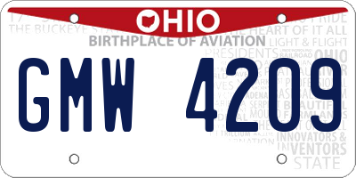 OH license plate GMW4209