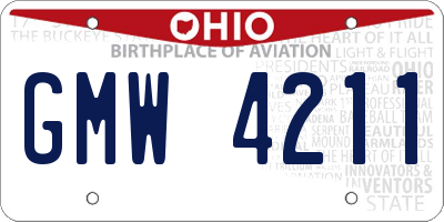 OH license plate GMW4211
