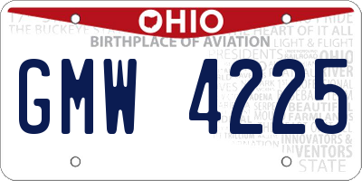 OH license plate GMW4225