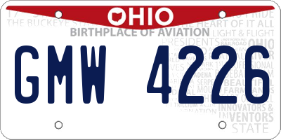 OH license plate GMW4226
