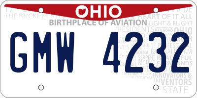 OH license plate GMW4232