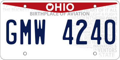 OH license plate GMW4240
