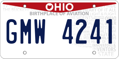 OH license plate GMW4241