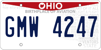 OH license plate GMW4247