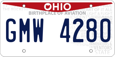 OH license plate GMW4280