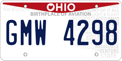 OH license plate GMW4298
