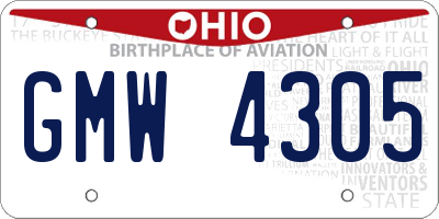 OH license plate GMW4305