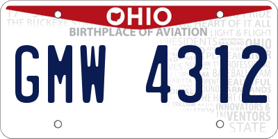 OH license plate GMW4312