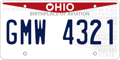 OH license plate GMW4321