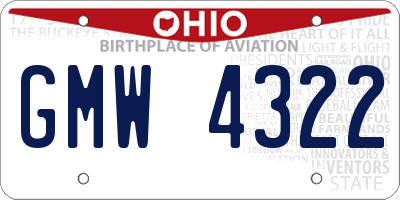 OH license plate GMW4322
