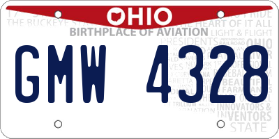 OH license plate GMW4328