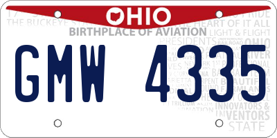 OH license plate GMW4335