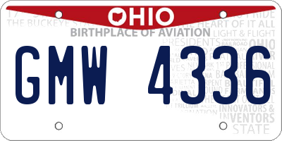 OH license plate GMW4336