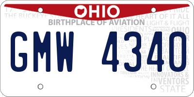 OH license plate GMW4340
