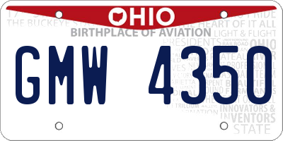 OH license plate GMW4350