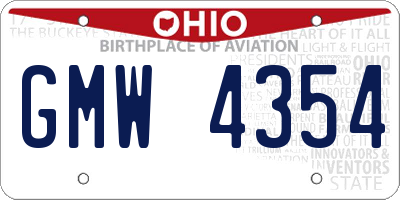 OH license plate GMW4354
