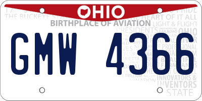 OH license plate GMW4366