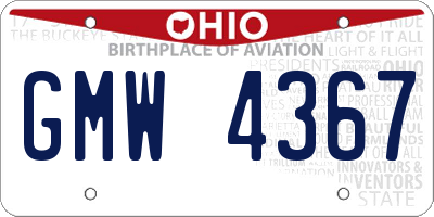 OH license plate GMW4367