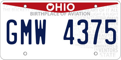 OH license plate GMW4375