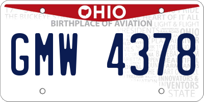 OH license plate GMW4378