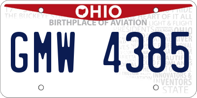 OH license plate GMW4385