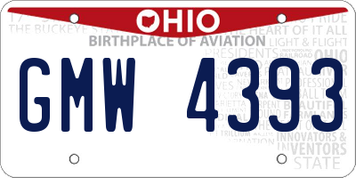 OH license plate GMW4393