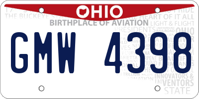 OH license plate GMW4398