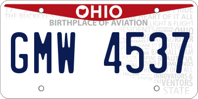 OH license plate GMW4537