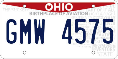 OH license plate GMW4575
