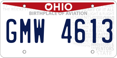 OH license plate GMW4613