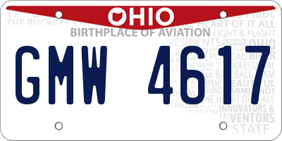 OH license plate GMW4617