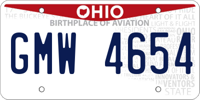 OH license plate GMW4654