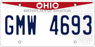 OH license plate GMW4693