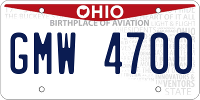 OH license plate GMW4700