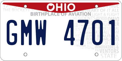 OH license plate GMW4701