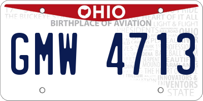 OH license plate GMW4713