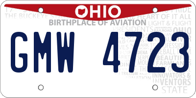 OH license plate GMW4723