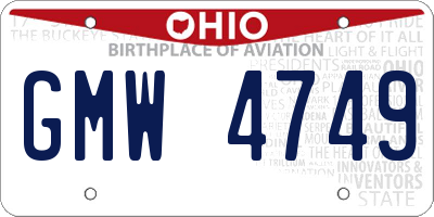 OH license plate GMW4749