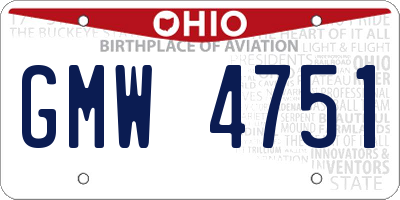 OH license plate GMW4751