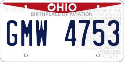 OH license plate GMW4753