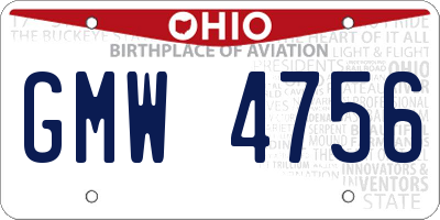 OH license plate GMW4756