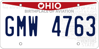 OH license plate GMW4763