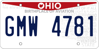OH license plate GMW4781