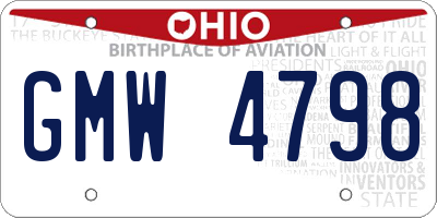 OH license plate GMW4798