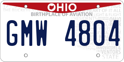 OH license plate GMW4804